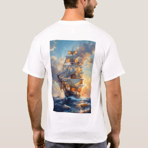 T-shirt Grand navire majestueux sur la mer Peinture à l'hu