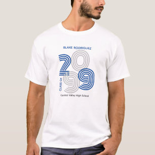 T-shirt Grand nombre de Blue Retro Classe de Senior