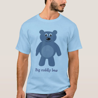 T-shirt Grand ours câlin de bande dessinée bleue mignonne