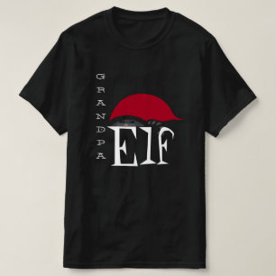 T-shirt Grand-pa Elf Vacances Chat de Noël noir blanc