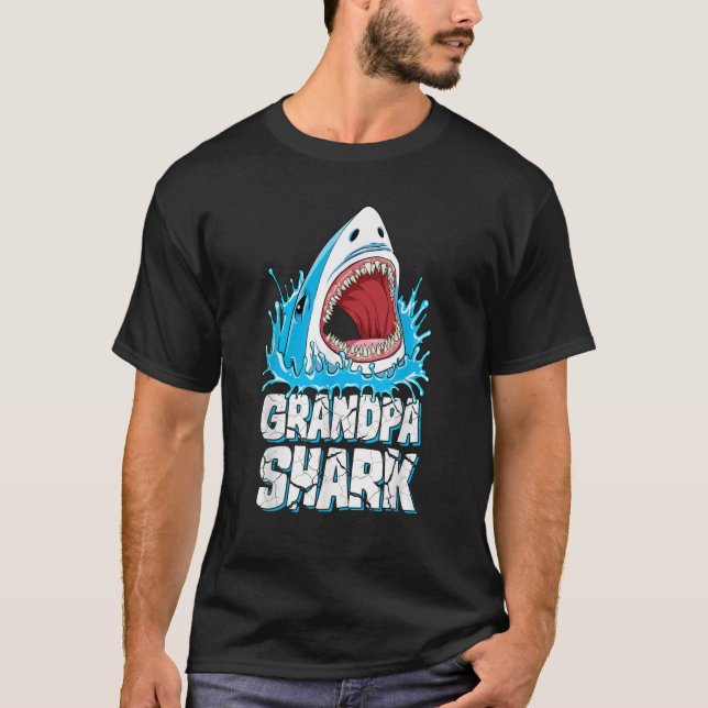 T-shirt Grand-pa Shark Famille Hommes Hommes Jawsome Cadea (Devant)