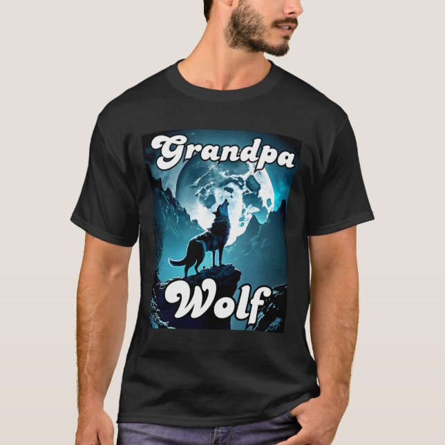 T-shirt Grand-pa Wolf Matching Tribe Wolves Camping Pack F (Devant)