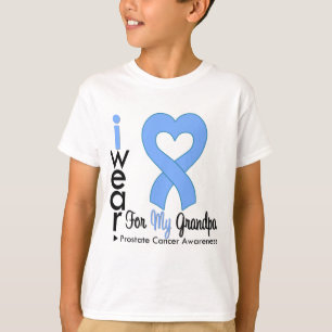 T-shirt GRAND-PAPA bleu-clair de ruban de coeur de cancer
