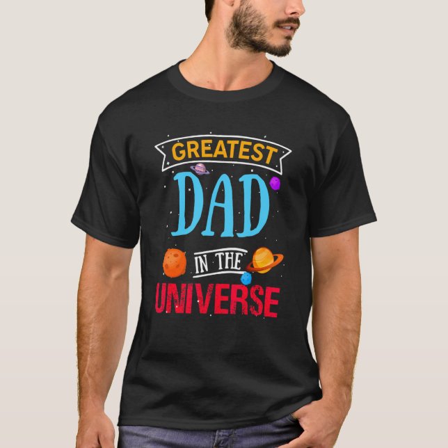 T-shirt Grand Papa Dans L'Univers Thème De L'Espace Pères  (Devant)