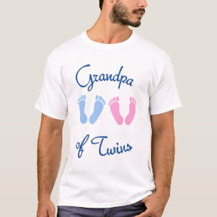 T-shirt Grand-papa des empreintes de pas jumelles de bébés