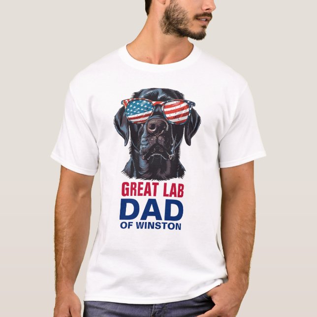 T-shirt Grand papa du Labrador 4 juillet drapeau américain (Devant)