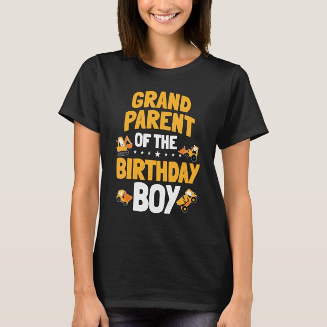 T-shirt Grand-Parrain De L'Anniversaire Boy Construction T (Devant)