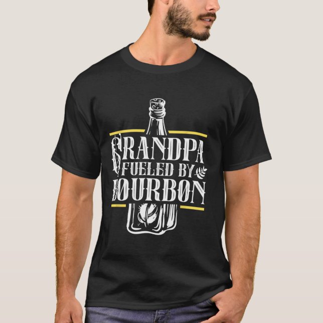 T-shirt Grand-Père Alimenté Par Boisson Bourbon Boire L (Devant)