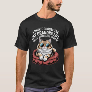 T-shirt Grand-père chat drôle La vie m'a choisi Lunettes d