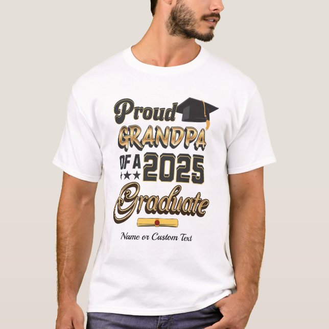 T-shirt Grand-père de 2025 Fier Grand-père Noir Gold (Devant)