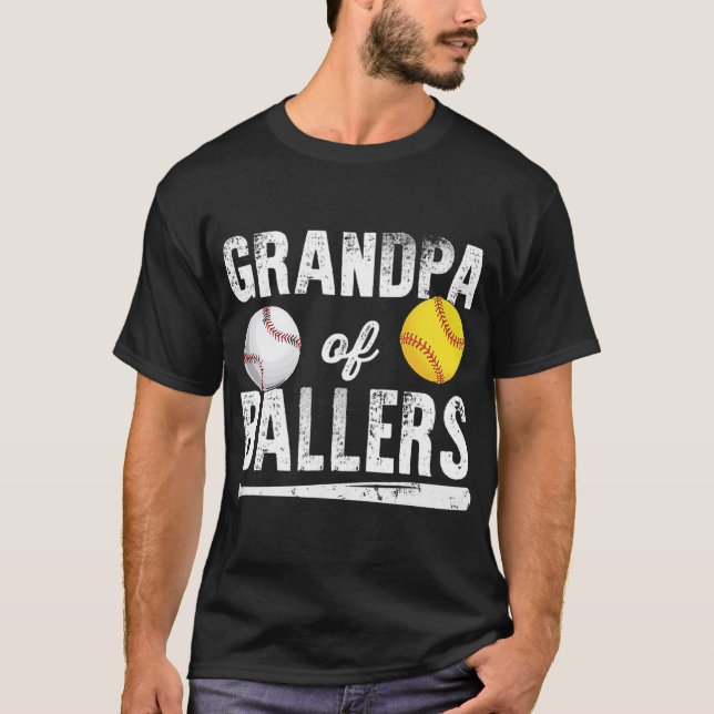 T-shirt Grand-Père De Ballers Chemise De Baseball Softball (Devant)