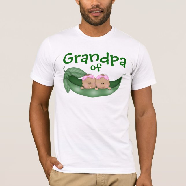 T-shirt Grand-père de filles jumelles à la peau plus foncé (Devant)