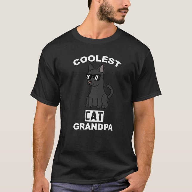 T-shirt Grand-père de grand-père de chat noir frais (Devant)