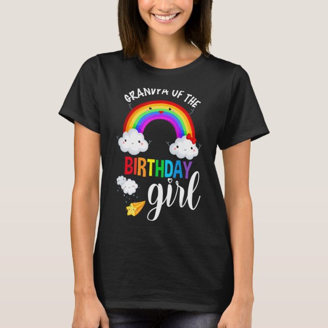 T-shirt Grand-père de la fille d'anniversaire Rainbow B-Da (Devant)