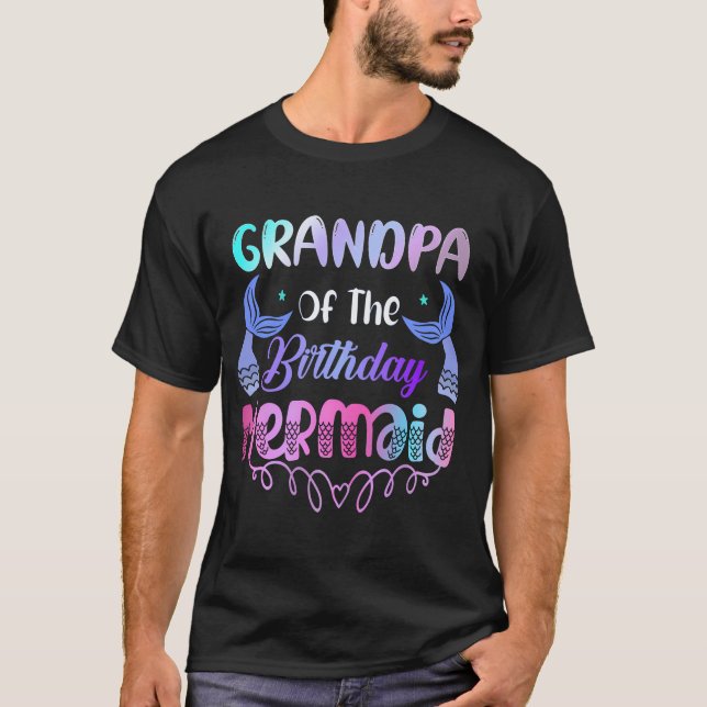 T-shirt Grand-Père De L'Anniversaire Famille De Sirènes Co (Devant)