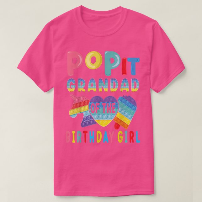 T-shirt grand-père de l'anniversaire fille Pop It Unicorn  (Design devant)