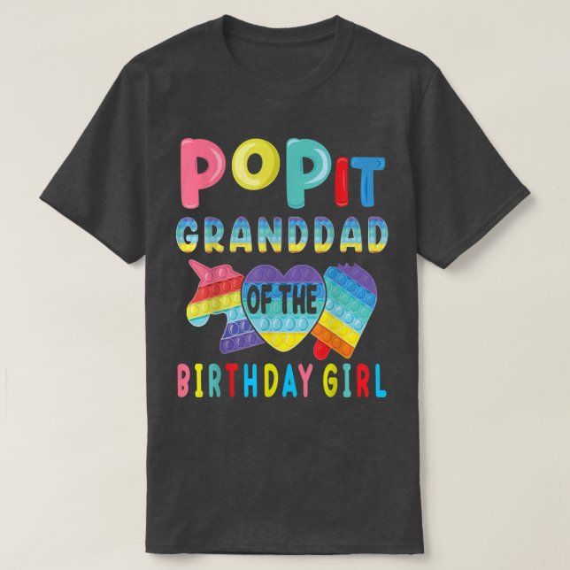 T-shirt grand-père de l'anniversaire fille Pop It Unicorn  (Design devant)