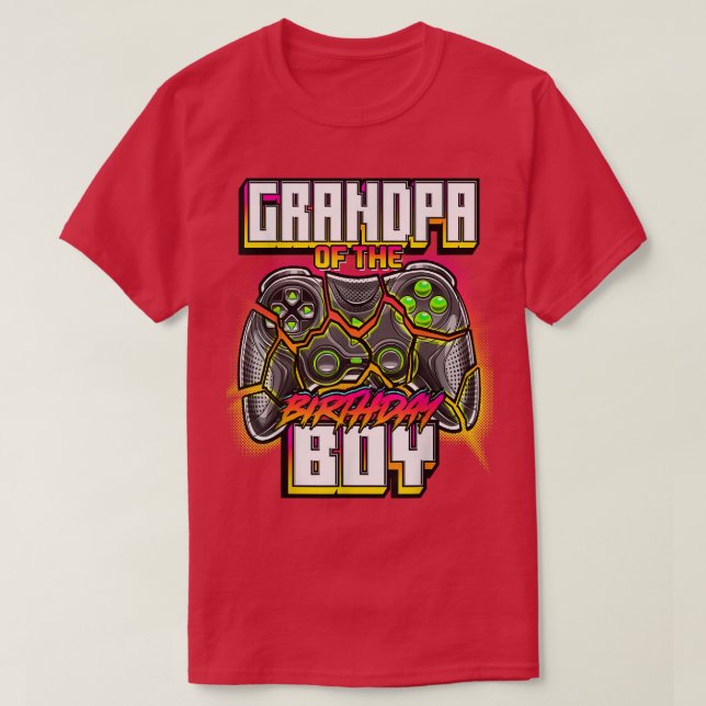 T-shirt Grand-père de l'Anniversaire Garçon jumelé Vidéo d (Design devant)