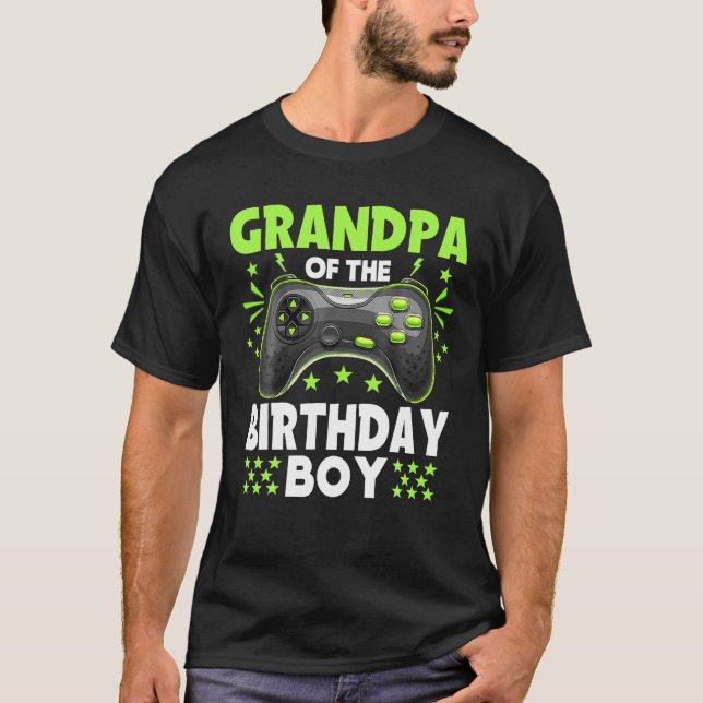 T-shirt Grand-Père De L'Anniversaire Garçon Matching Vidéo (Devant)