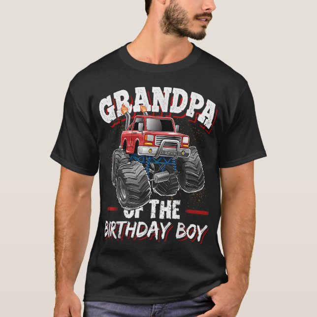 T-shirt Grand-père de l'Anniversaire Garçon Monster Camion (Devant)