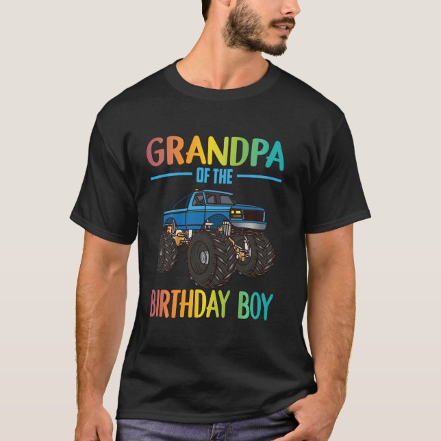 T-shirt Grand-Père De L'Anniversaire Garçon Monster Camion (Devant)