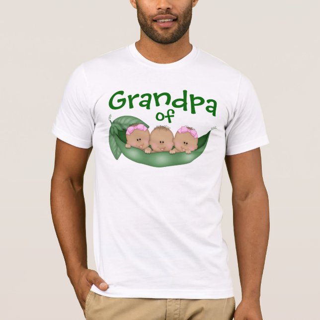 T-shirt Grand-père de triplets mixtes avec peau plus foncé (Devant)