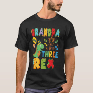 T-shirt Grand-Père Des Trois Rex 3Ème Anniversaire Dinosau