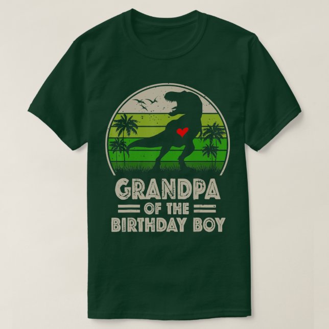 T-shirt Grand-père Dinosaur de l'Anniversaire garçon corre (Design devant)