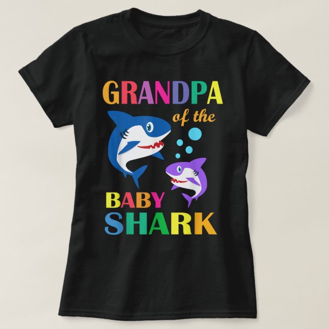 T-shirt Grand-Père Du Bébé Anniversaire Requin Grand-Père  (Design devant)