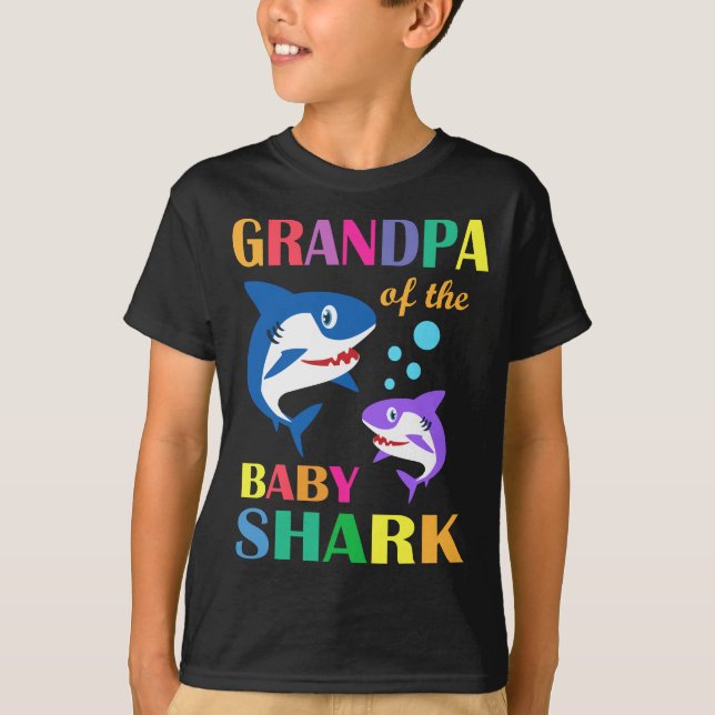 T-shirt Grand-Père Du Bébé Anniversaire Requin Grand-Père  (Devant)