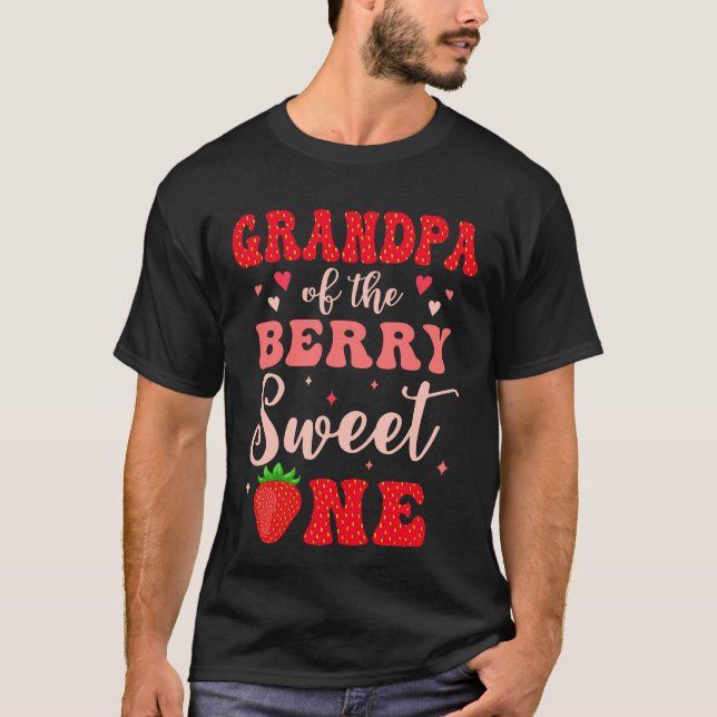 T-shirt Grand-Père Du Berry Sweet One Strawberry 1st Birt (Devant)