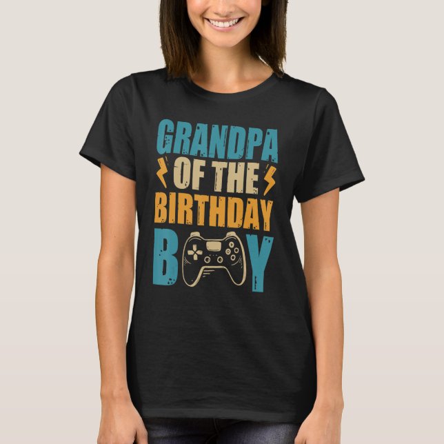 T-shirt Grand-père du garçon d'anniversaire Gamepad corres (Devant)
