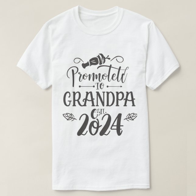 T-shirt grand-père est 2024, Promoted To Grandpa Est. 2024 (Design devant)