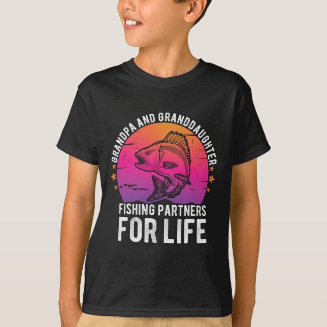 T-shirt Grand-Père Et Petite-Fille Partenaires De Pêche Po (Devant)