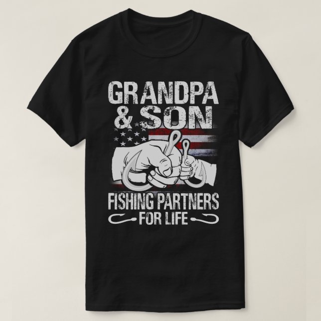 T-shirt grand-père et son jumelage Chemises de pêche Parte (Design devant)