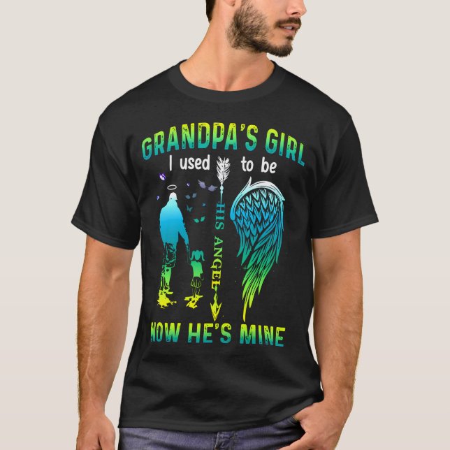 T-shirt Grand-Père, J'Étais Son Ange, Maintenant Il Est À  (Devant)