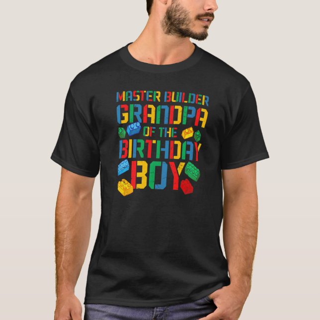 T-shirt Grand-père Maître Constructeur Bâtiment Briques Bl (Devant)