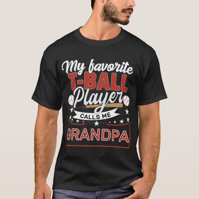T-shirt grand-père Mon Joueur favori du T-Ball m'appelle g (Devant)