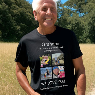T-shirt Grand-père Nous t'aimons Photo Personnalisé Noir