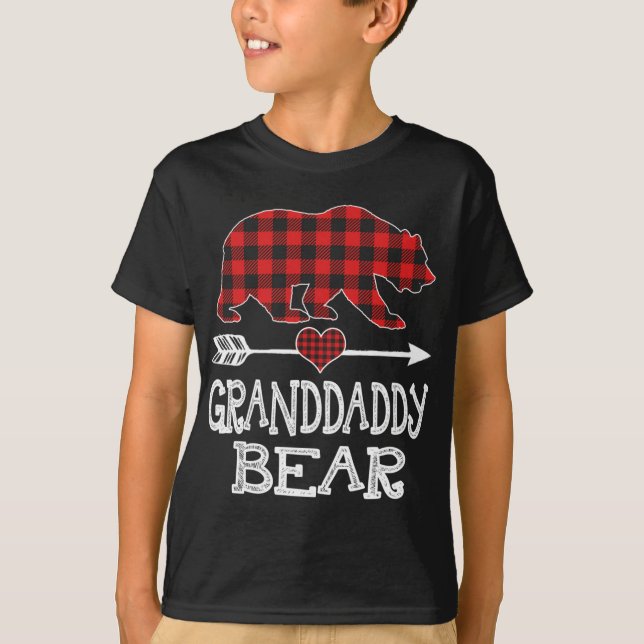 T-shirt Grand-père Ours Pajama de Noël Buffle rouge carné (Devant)