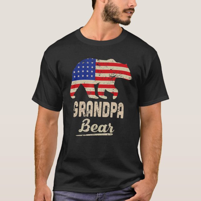 T-shirt Grand-Père Porte Drapeau Américain Distesse Pour H (Devant)