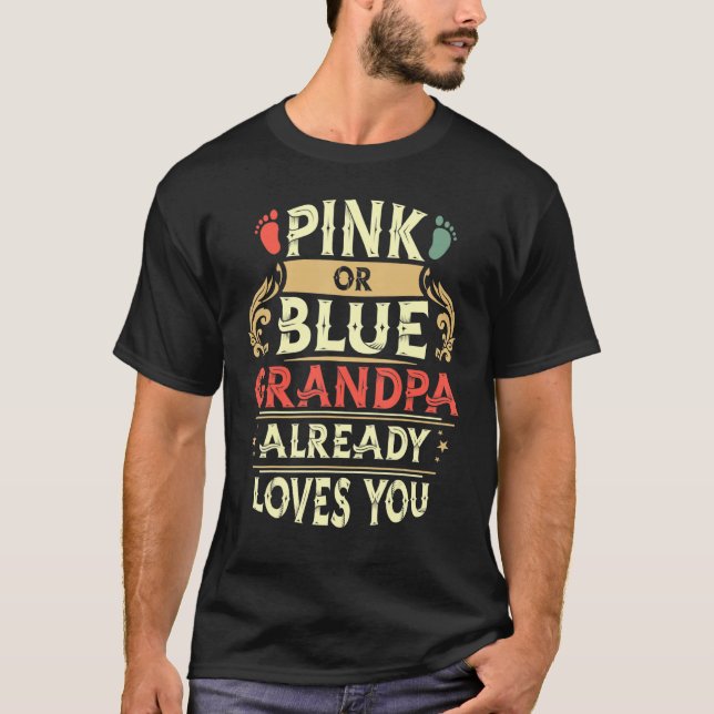T-shirt Grand-Père Rose Ou Bleu Vous Aime Déjà Rétro (Devant)