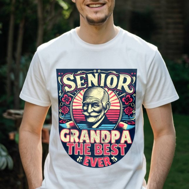T-shirt Grand-père senior Le meilleur jamais moderne papa  (Créateur téléchargé)