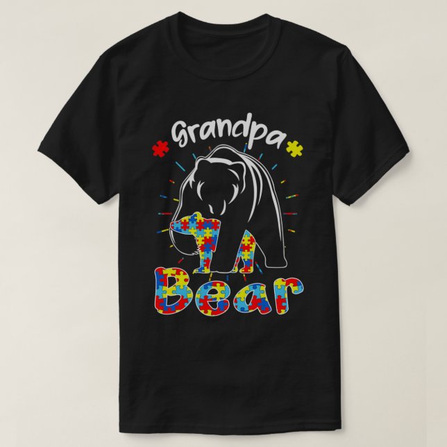 T-shirt Grand-père Sensibilisation sur l'autisme Ours Auti (Design devant)
