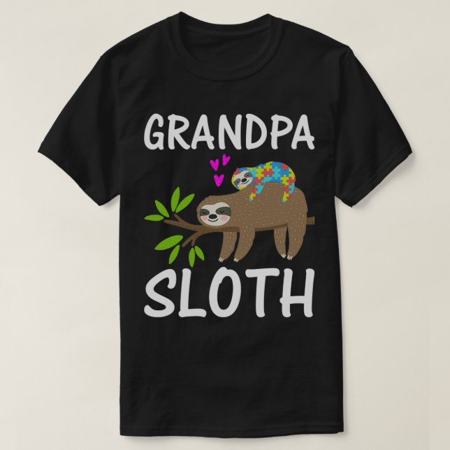 T-shirt Grand-père Sloth Hearts Autistic Sloth Autism (Design devant)