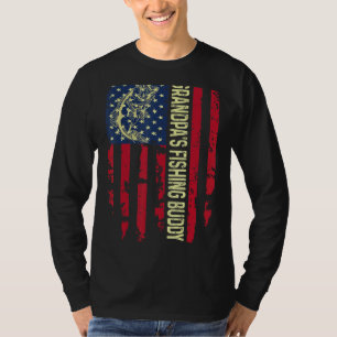 T-shirt Grand-père's Fishing Buddy Cool Patriotique Young 