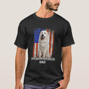 T-shirt Grand Pyrénées Chien Papa Père Jour Drapeau Am