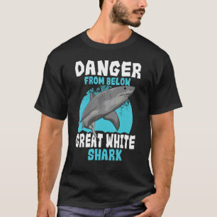 T-shirt Grand Requin Blanc Danger D'En Bas Plus Grand Préd