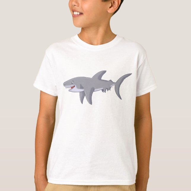 T-shirt Grand requin blanc de bande dessinée (Devant)