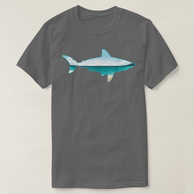 T-shirt Grand requin blanc Impression avec paysageAmoureux (Design devant)